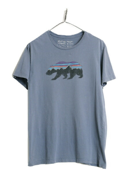 18年製 USA製 パタゴニア フィッツロイ ベア プリント 半袖 Tシャツ メンズ L Patagonia アウトドア グラフィック スリムフィット イラスト