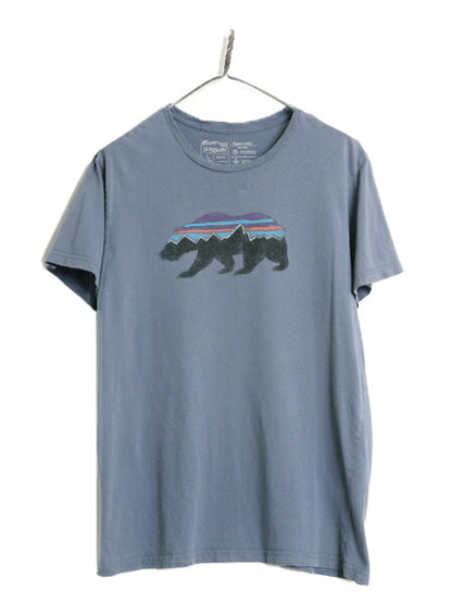 18年製 USA製 パタゴニア フィッツロイ ベア プリント 半袖 Tシャツ メンズ L Patagonia アウトドア グラフィック スリムフィット イラスト