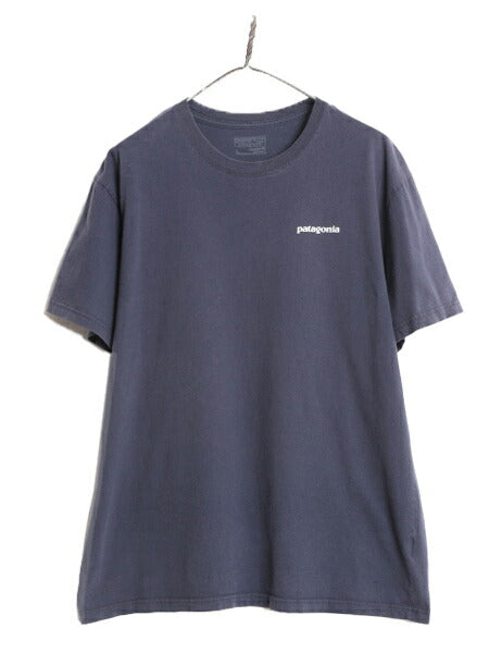 17年製 パタゴニア 両面 プリント 半袖 Tシャツ メンズ L / 古着 Patagonia アウトドア P-6 バックプリント ボックスロゴ クルーネック 紺