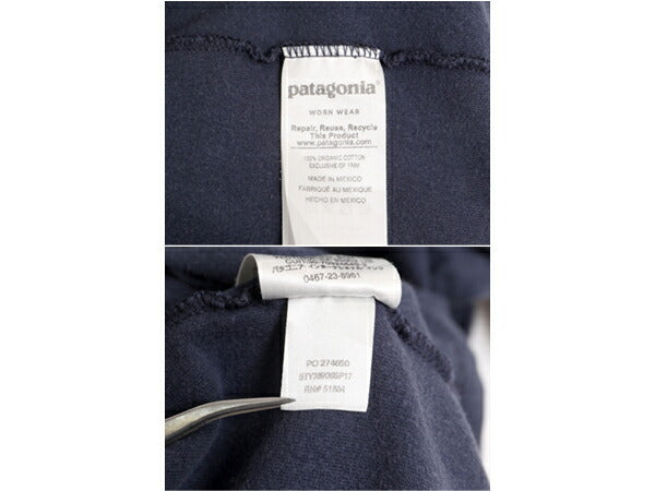 17年製 パタゴニア 両面 プリント 半袖 Tシャツ メンズ L / 古着 Patagonia アウトドア P-6 バックプリント ボックスロゴ クルーネック 紺