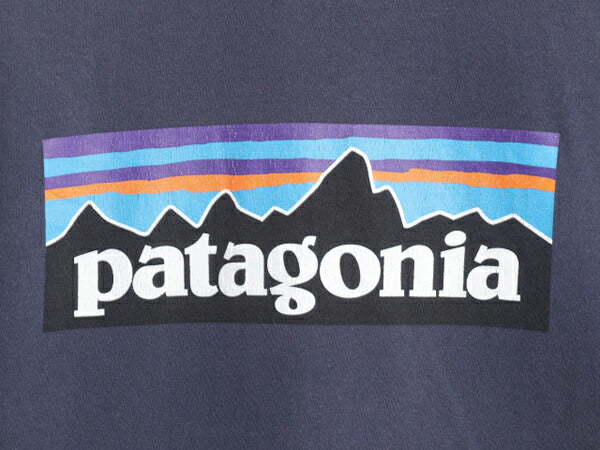 17年製 パタゴニア 両面 プリント 半袖 Tシャツ メンズ L / 古着 Patagonia アウトドア P-6 バックプリント ボックスロゴ クルーネック 紺