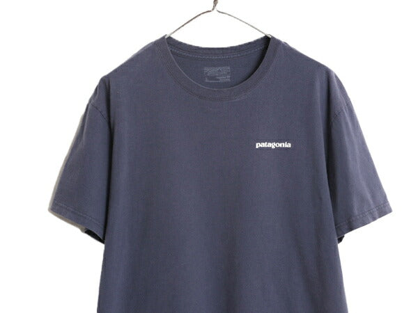 17年製 パタゴニア 両面 プリント 半袖 Tシャツ メンズ L / 古着 Patagonia アウトドア P-6 バックプリント ボックスロゴ クルーネック 紺