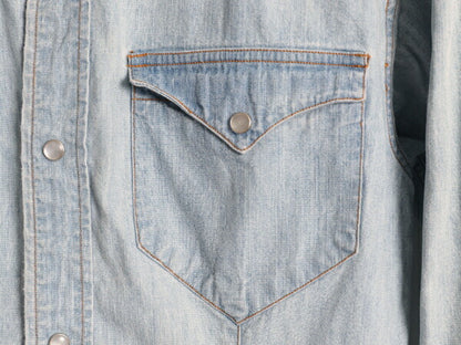 80s ポロカントリー ラルフローレン 長袖 シャンブレー ウエスタン シャツ レディース S メンズ XS ヴィンテージ 長袖シャツ 100% コットン