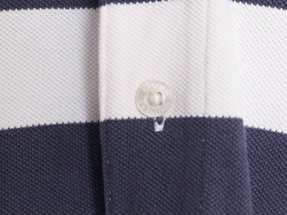 ブルックスブラザーズ 鹿の子 ワイド ボーダー 半袖 ポロシャツ メンズ M / Brooks Brothers 346 ワンポイント ホワイト ネイビー コットン