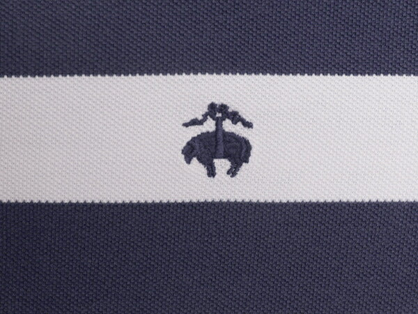 ブルックスブラザーズ 鹿の子 ワイド ボーダー 半袖 ポロシャツ メンズ M / Brooks Brothers 346 ワンポイント ホワイト ネイビー コットン