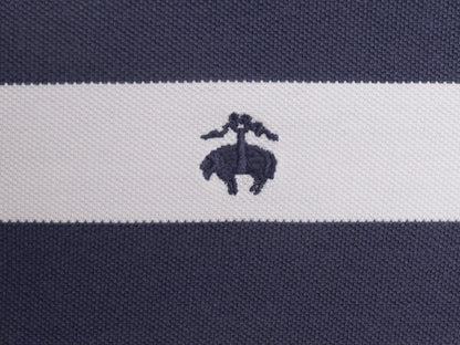 ブルックスブラザーズ 鹿の子 ワイド ボーダー 半袖 ポロシャツ メンズ M / Brooks Brothers 346 ワンポイント ホワイト ネイビー コットン