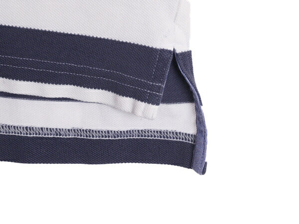 ブルックスブラザーズ 鹿の子 ワイド ボーダー 半袖 ポロシャツ メンズ M / Brooks Brothers 346 ワンポイント ホワイト ネイビー コットン