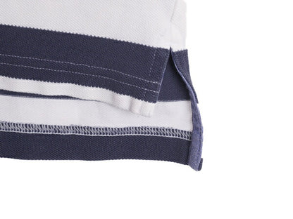 ブルックスブラザーズ 鹿の子 ワイド ボーダー 半袖 ポロシャツ メンズ M / Brooks Brothers 346 ワンポイント ホワイト ネイビー コットン