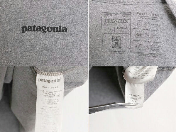 19年製 パタゴニア 両面 プリント 半袖 Tシャツ メンズ L / 古着 Patagonia アウトドア P-6 バックプリント ボックスロゴ クルーネック 灰