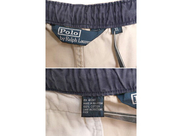 90s ポロ ラルフローレン コットン ショートパンツ メンズ XL / 90年代 オールド ショーツ 短パン バギーズ タイプ コットン チノ ベージュ