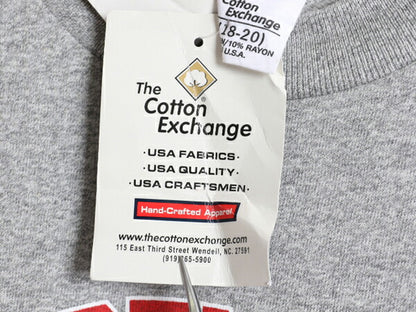 デッドストック 90s USA製 2段 カレッジ プリント 半袖 Tシャツ キッズ XL メンズ M 程/ オールド シングルステッチ ヘビーウェイト グレー