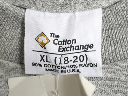 デッドストック 90s USA製 2段 カレッジ プリント 半袖 Tシャツ キッズ XL メンズ M 程/ オールド シングルステッチ ヘビーウェイト グレー