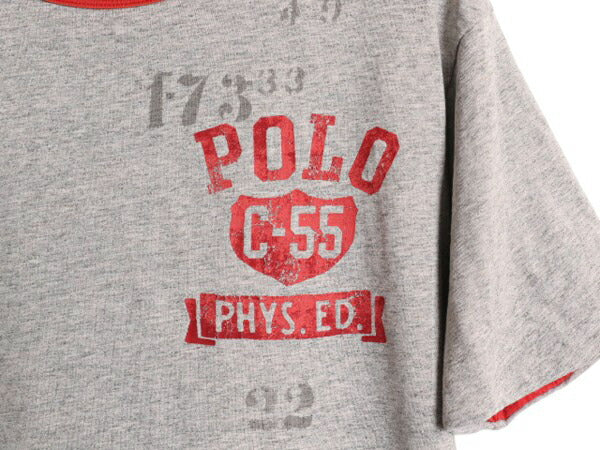 ポロ ラルフローレン プリント リバーシブル 半袖 Tシャツ メンズ M 程/ ヴィンテージ モデル タイガー カットソー ダブルフェイス 赤 灰