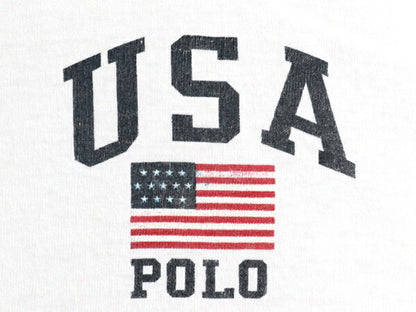 90s ポロスポーツ ラルフローレン プリント 半袖 リンガー Tシャツ メンズ XL オールド 星条旗 カットソー シングルステッチ 大きいサイズ