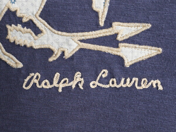 デニム&サプライ ラルフローレン 半袖 Tシャツ メンズ L 古着 ポロ イーグル 星条旗 スター 刺繍 シングルステッチ カットソー カジュアル