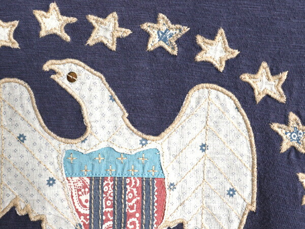 デニム&サプライ ラルフローレン 半袖 Tシャツ メンズ L 古着 ポロ イーグル 星条旗 スター 刺繍 シングルステッチ カットソー カジュアル