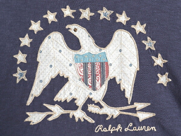 デニム&サプライ ラルフローレン 半袖 Tシャツ メンズ L 古着 ポロ イーグル 星条旗 スター 刺繍 シングルステッチ カットソー カジュアル