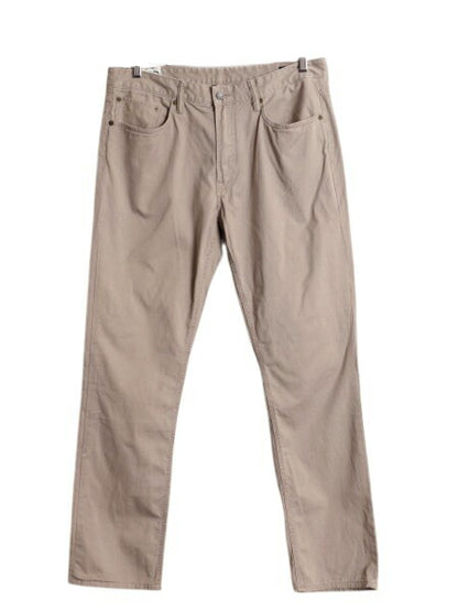 ポロ ラルフローレン チノ パンツ 34 32 ノータック スラックス チノパン コットン ストレッチ スリム ストレート 革パッチ ベージュ 細身