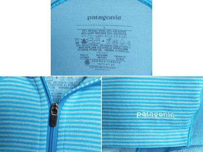 12年製 パタゴニア メリノ 3 ミッドウェイト ハーフジップ レディース L 古着 Patagonia アウトドア 長袖 Tシャツ ロンT インナー ボーダー
