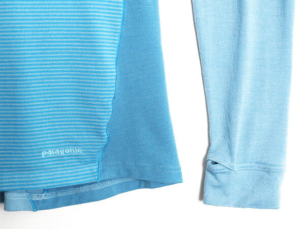 12年製 パタゴニア メリノ 3 ミッドウェイト ハーフジップ レディース L 古着 Patagonia アウトドア 長袖 Tシャツ ロンT インナー ボーダー