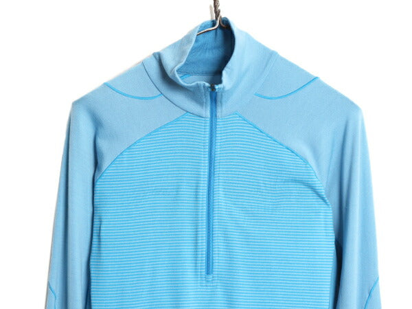 12年製 パタゴニア メリノ 3 ミッドウェイト ハーフジップ レディース L 古着 Patagonia アウトドア 長袖 Tシャツ ロンT インナー ボーダー