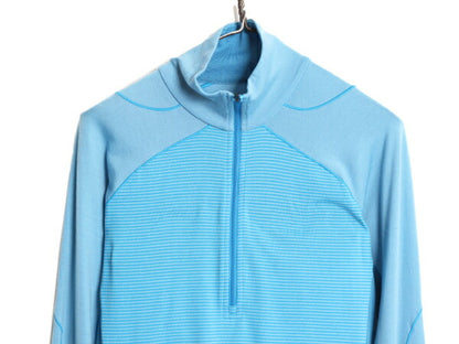 12年製 パタゴニア メリノ 3 ミッドウェイト ハーフジップ レディース L 古着 Patagonia アウトドア 長袖 Tシャツ ロンT インナー ボーダー