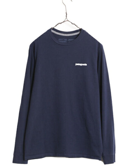 21年製 パタゴニア 両面 プリント 長袖 Tシャツ メンズ XS / 古着 Patagonia アウトドア ロンT ロングスリーブ ロゴT P6 バックプリント 紺