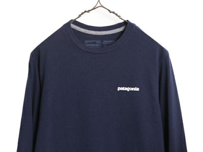 21年製 パタゴニア 両面 プリント 長袖 Tシャツ メンズ XS / 古着 Patagonia アウトドア ロンT ロングスリーブ ロゴT P6 バックプリント 紺
