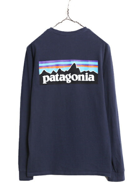 21年製 パタゴニア 両面 プリント 長袖 Tシャツ メンズ XS / 古着 Patagonia アウトドア ロンT ロングスリーブ ロゴT P6 バックプリント 紺