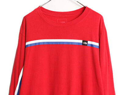 ノースフェイス プリント 長袖 Tシャツ メンズ XL 古着 The North Face アウトドア クルーネック ロングスリーブ ロンT ボーダー 袖ライン