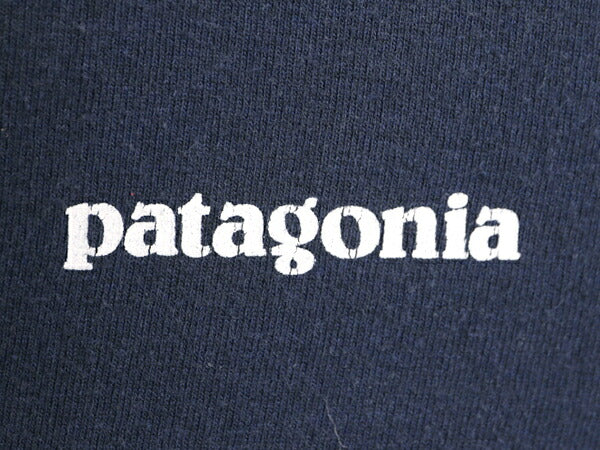 18年製 パタゴニア 両面 プリント 半袖 Tシャツ メンズ S / 古着 Patagonia アウトドア フィッツロイ P6 ボックスロゴ バックプリント 紺