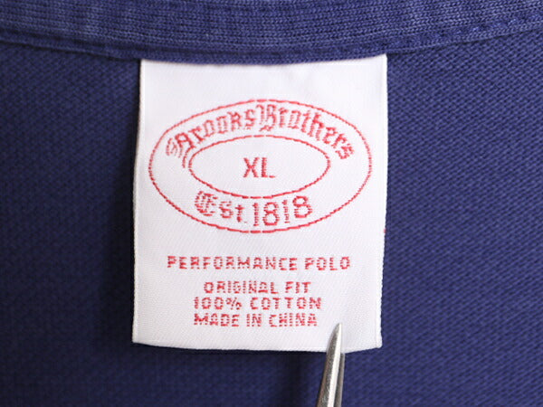 ブルックスブラザーズ 鹿の子 半袖 ポロシャツ メンズ XL Brooks Brothers 半袖シャツ ワンポイント オリジナル フィット 大きいサイズ 紺