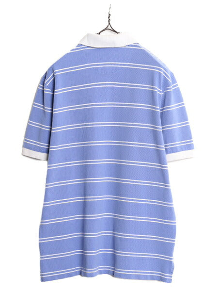 ブルックスブラザーズ ボーダー 鹿の子 半袖 ポロシャツ メンズ M Brooks Brothers 346 半袖シャツ ワンポイント 青 白 コットン 2トーン