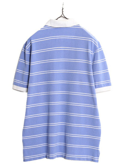 ブルックスブラザーズ ボーダー 鹿の子 半袖 ポロシャツ メンズ M Brooks Brothers 346 半袖シャツ ワンポイント 青 白 コットン 2トーン