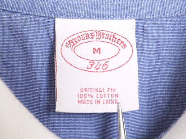 ブルックスブラザーズ ボーダー 鹿の子 半袖 ポロシャツ メンズ M Brooks Brothers 346 半袖シャツ ワンポイント 青 白 コットン 2トーン