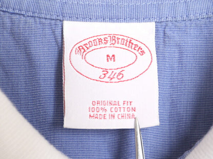ブルックスブラザーズ ボーダー 鹿の子 半袖 ポロシャツ メンズ M Brooks Brothers 346 半袖シャツ ワンポイント 青 白 コットン 2トーン