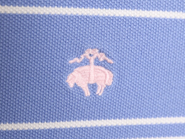 ブルックスブラザーズ ボーダー 鹿の子 半袖 ポロシャツ メンズ M Brooks Brothers 346 半袖シャツ ワンポイント 青 白 コットン 2トーン