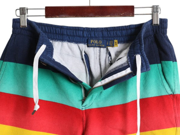 ポロ ラルフローレン ボーダー スウェット ショートパンツ メンズ レディース S ショーツ トレーナー 裏起毛 短パン マルチカラー プリント