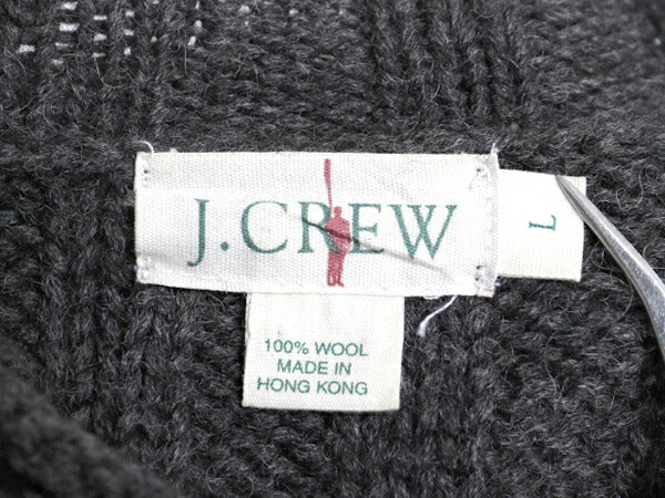 90s J CREW ロールネック ノルディック ウール ニット セーター メンズ L 旧タグ オールド ジェイクルー 巨人タグ ハイネック リブ編み 灰