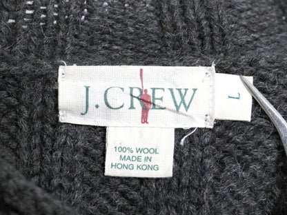 90s J CREW ロールネック ノルディック ウール ニット セーター メンズ L 旧タグ オールド ジェイクルー 巨人タグ ハイネック リブ編み 灰