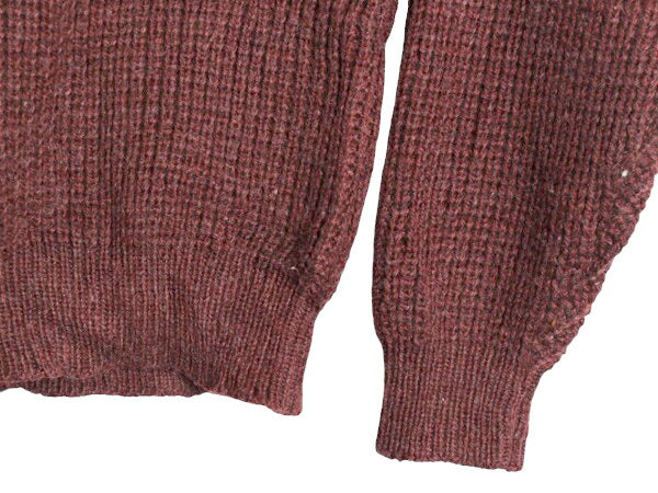 90s チャンキー ニット セーター メンズ L 古着 LOFT＆BROWNSTONE アクリル ウール リブ編み 長袖セーター 無地 クルーネック バーガンディ