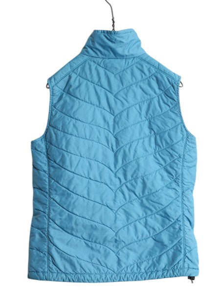 ノースフェイス 中綿 ナイロン ベスト レディース S 古着 The North Face アウトドア 重ね着 前開き ハイネック フルジップ パッカブル 青