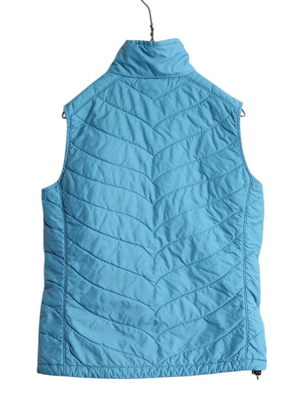ノースフェイス 中綿 ナイロン ベスト レディース S 古着 The North Face アウトドア 重ね着 前開き ハイネック フルジップ パッカブル 青
