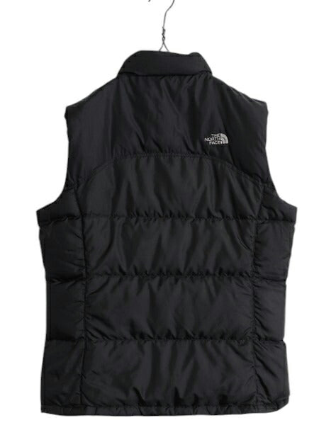 ノースフェイス ナイロン ダウン ベスト キッズ XL レディース M 程/ ブラック フルジップ アウトドア 600フィル ハイネック パッカプル 黒
