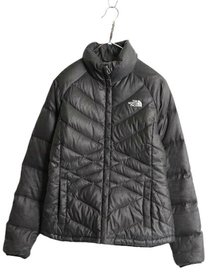 US企画 ノースフェイス ナイロン ダウン ジャケット レディース S 古着 The North Face ジャンパー 550 フィル ハイネック キルティング 黒