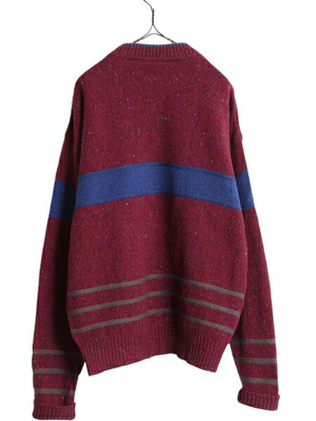 70s USA製 ペンドルトン ヘンリーネック デザイン ニット セーター メンズ L / 古着 ヴィンテージ PENDLETON ウール ボーダー モックネック