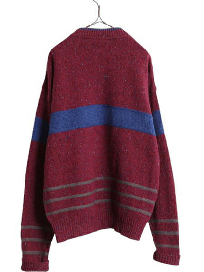 70s USA製 ペンドルトン ヘンリーネック デザイン ニット セーター メンズ L / 古着 ヴィンテージ PENDLETON ウール ボーダー モックネック