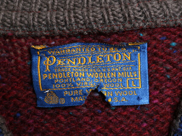 70s USA製 ペンドルトン ヘンリーネック デザイン ニット セーター メンズ L / 古着 ヴィンテージ PENDLETON ウール ボーダー モックネック