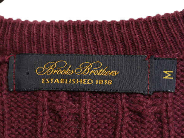 90s USA製 ブルックスブラザーズ Vネック コットン ニット ベスト メンズ M 古着 オールド Brooks Brothers セーター ケーブル 重ね着 無地