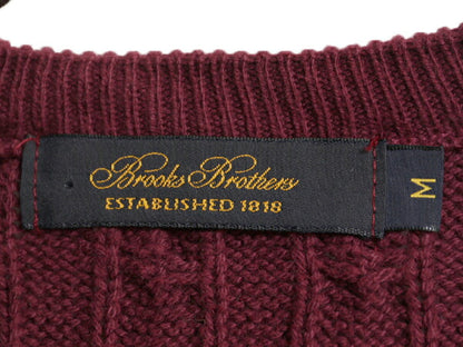 90s USA製 ブルックスブラザーズ Vネック コットン ニット ベスト メンズ M 古着 オールド Brooks Brothers セーター ケーブル 重ね着 無地
